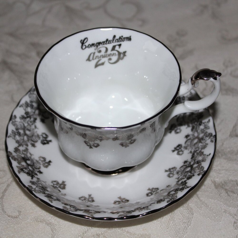 Vintage Royal Albert Silver Anniversary Teacup Set | 25th Anniversary Gift